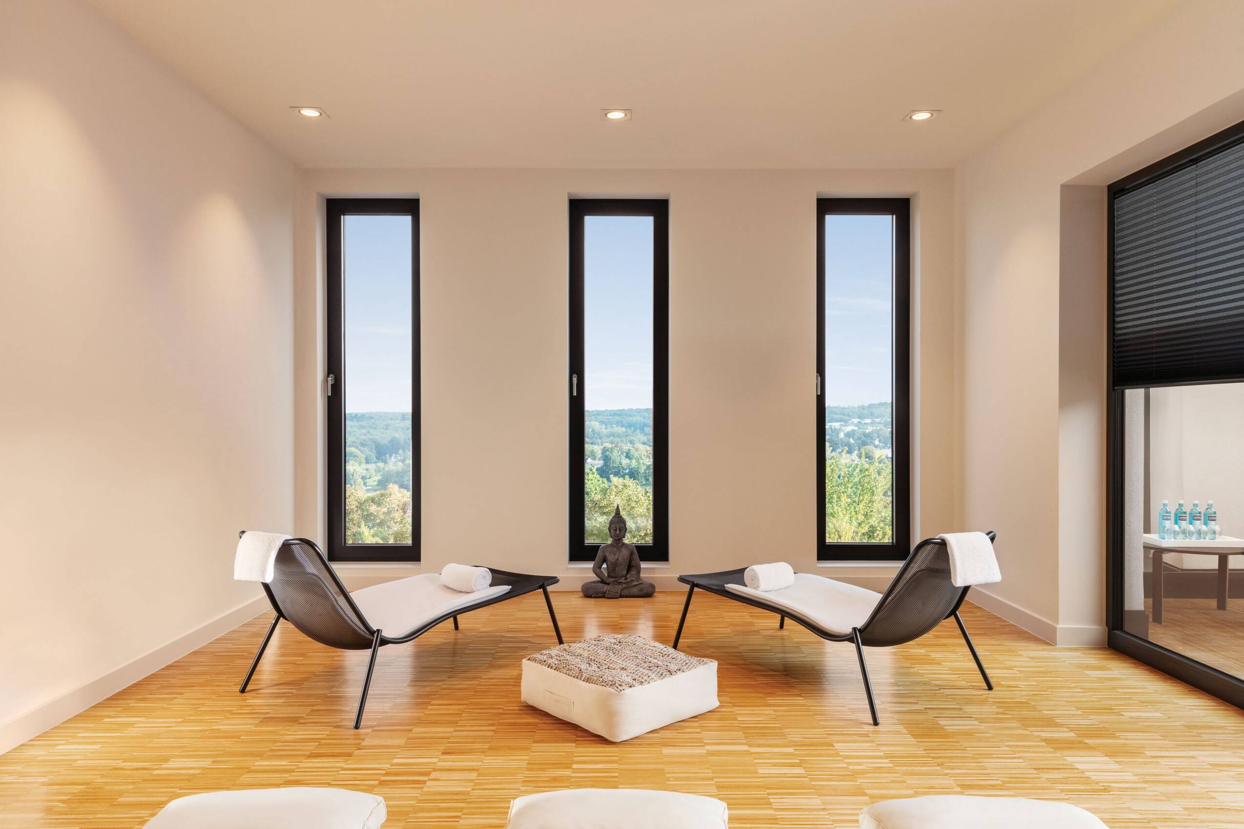Relaxation area in the sauna area of ​​the Ernst Leitz Hotel.